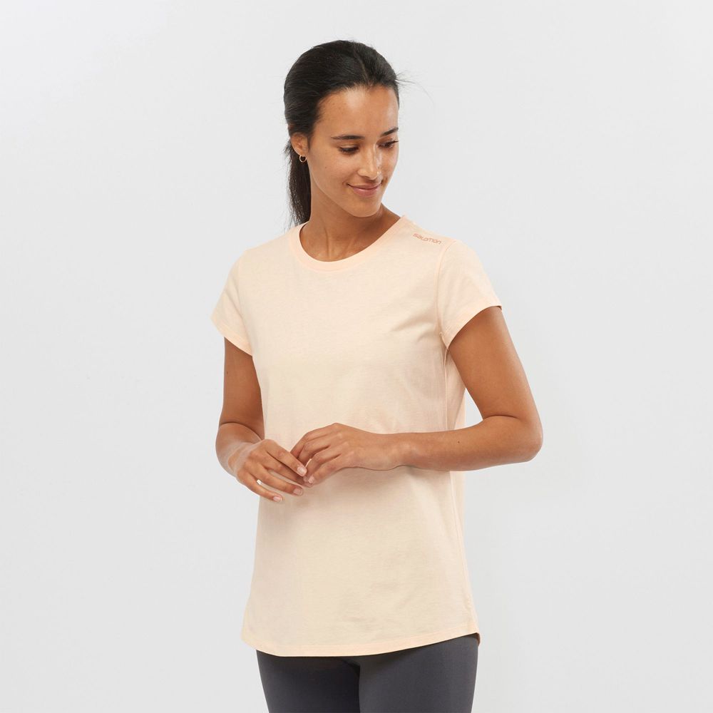 T-Shirts Salomon Femme Beige - Salomon OUTLIFE SCOOP HEM W - France (2613-HAPOJ)